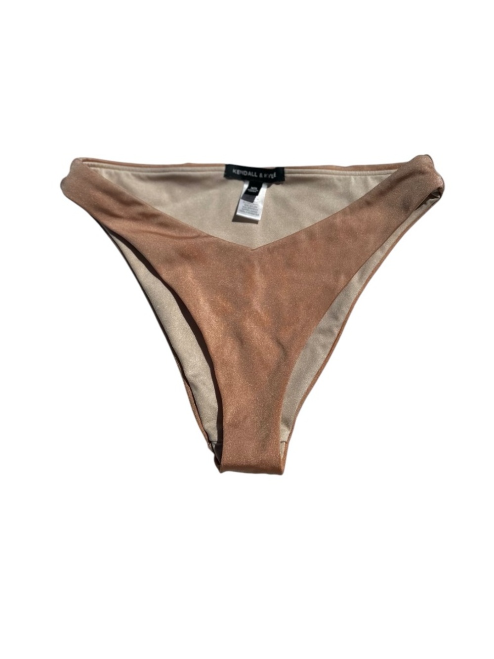 Kendall + Kylie Peachy Pink Shimmer High Cut Bikini Bottoms XS NWOT